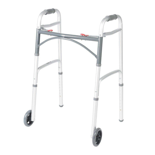 PreserveTech Deluxe Two Button Folding Walker with 5" Wheels - Elvoros