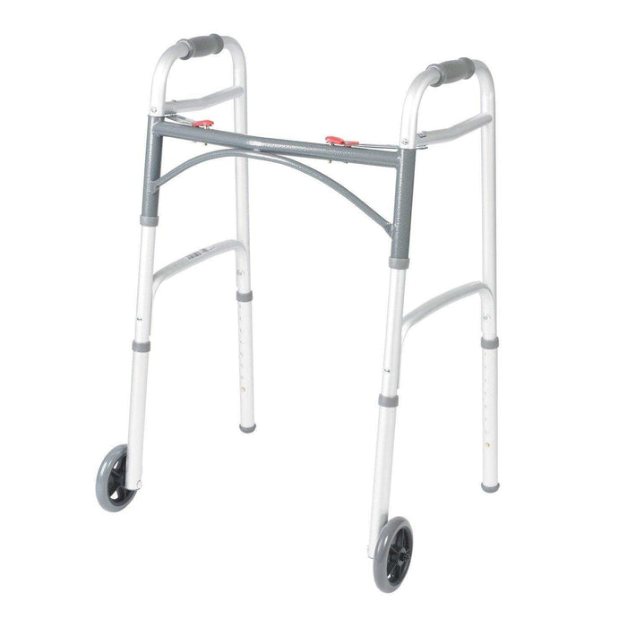 PreserveTech Deluxe Two Button Folding Walker with 5" Wheels - Elvoros