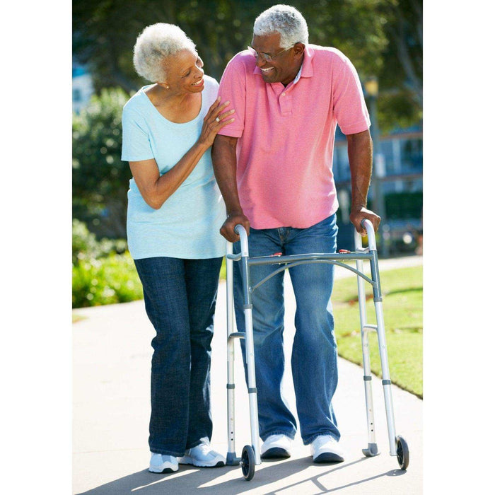 PreserveTech Deluxe Two Button Folding Walker with 5" Wheels - Elvoros