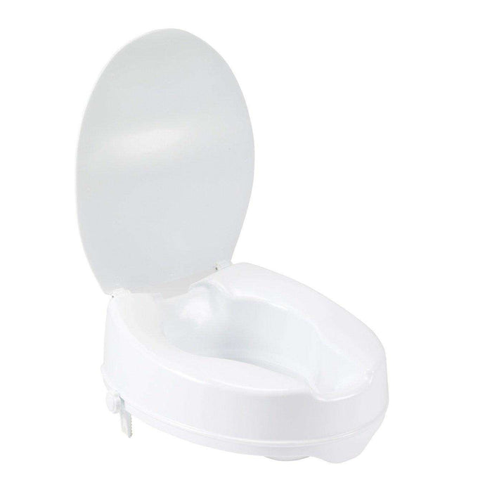 Raised Toilet Seat with Lock and Lid, Standard Seat, 4" - Elvoros
