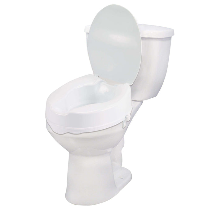 Raised Toilet Seat with Lock and Lid, Standard Seat, 4" - Elvoros