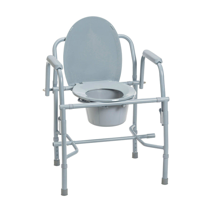 Steel Drop Arm Bedside Commode with Padded Arms - Elvoros