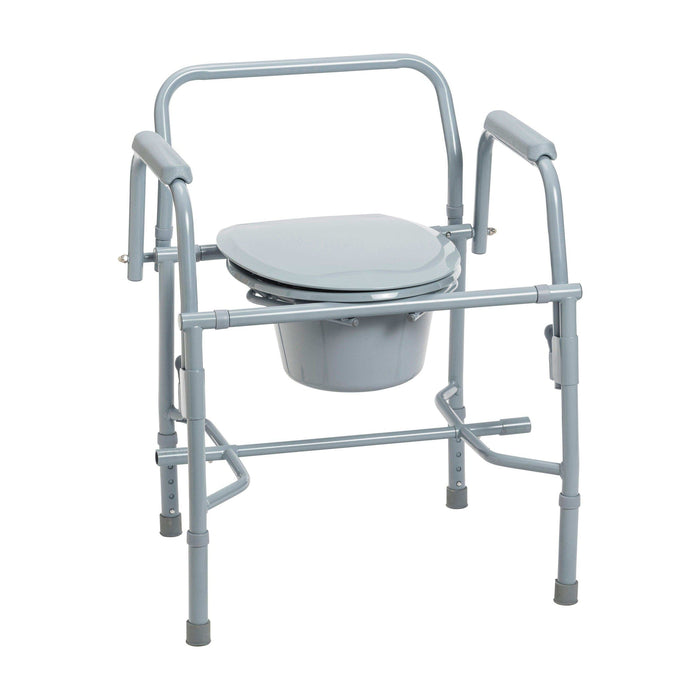 Steel Drop Arm Bedside Commode with Padded Arms - Elvoros