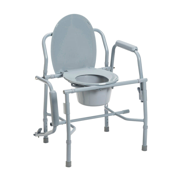 Steel Drop Arm Bedside Commode with Padded Arms - Elvoros