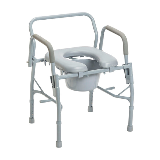 Steel Drop Arm Bedside Commode with Padded Seat and Arms - Elvoros