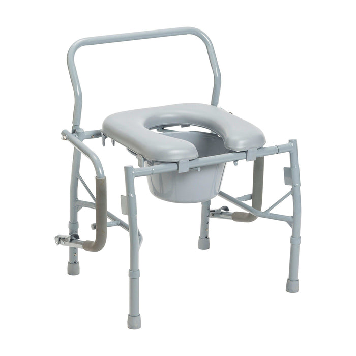 Steel Drop Arm Bedside Commode with Padded Seat and Arms - Elvoros