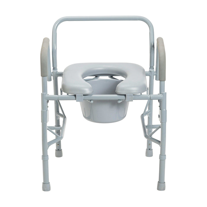 Steel Drop Arm Bedside Commode with Padded Seat and Arms - Elvoros